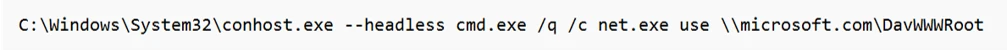 Command line snippet attempting to execute a command involving the 'net.exe' utility to connect to a network share.