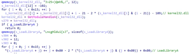 A code snippet for x86 architecture manipulating memory addresses and performing data manipulation.