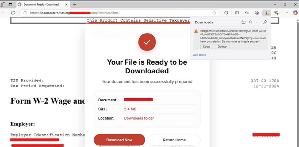 Image displaying the Download page of Masqueraded MSP360 RMM