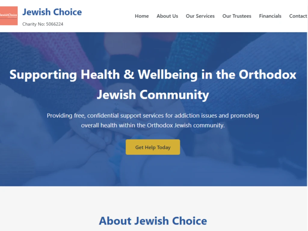 Screenshot of website for a fake non-profit