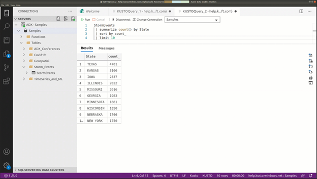 Kusto query in action