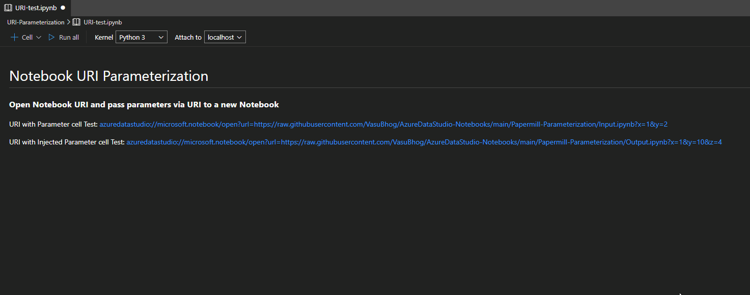 Notebook URI parameterization.
