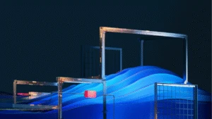 Abstract waves through infrastructure.