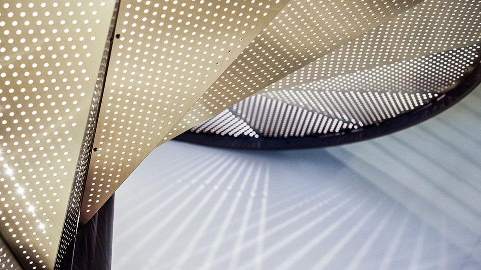 The underside of a spiral staircase
