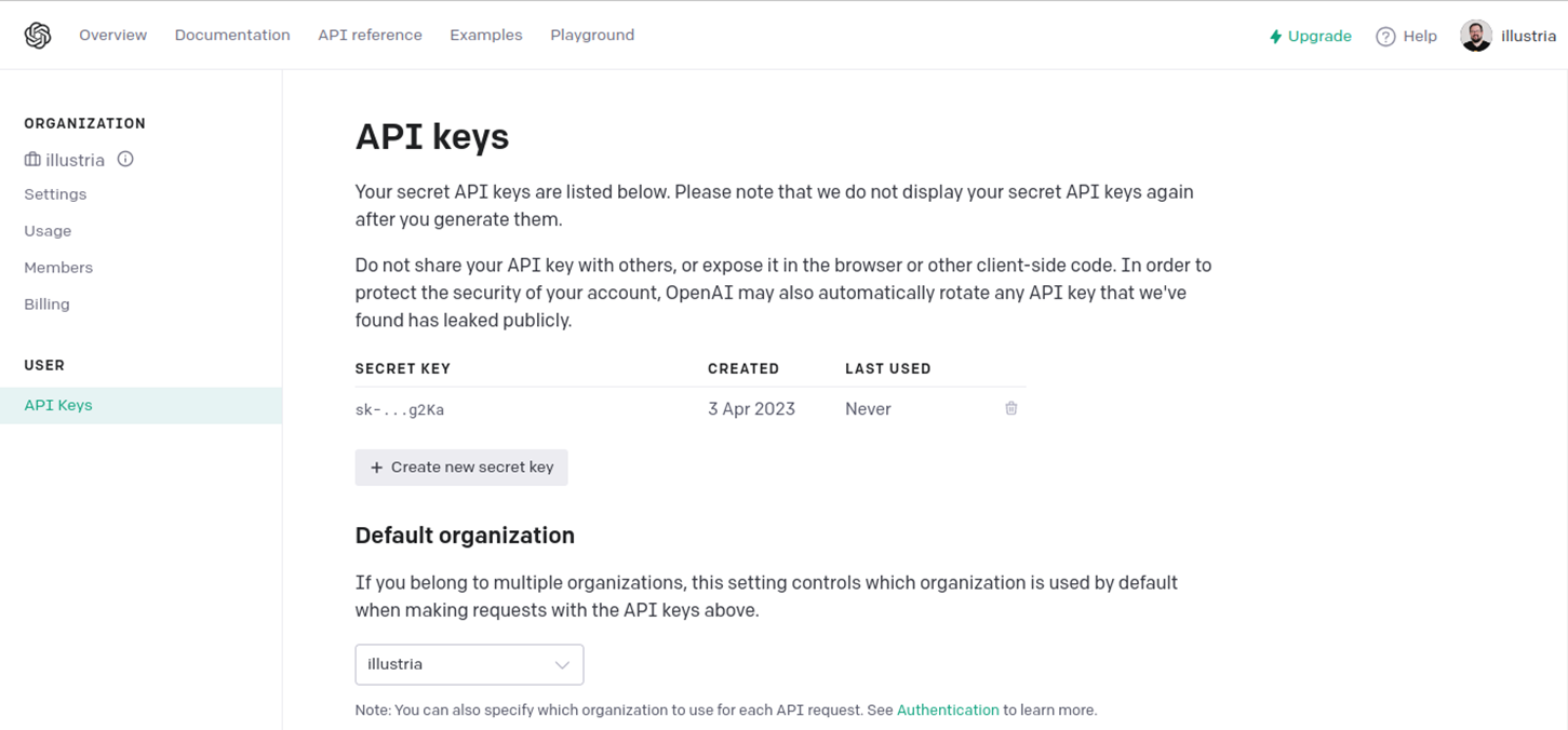 API keys