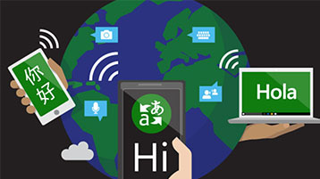 Illustratsioon maailmast mobiiltelefonidega tõlkida sõna 