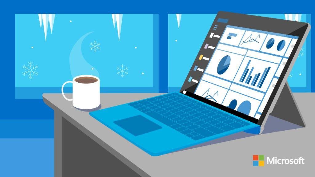 Doodle d'une tablette Surface et d'une tasse de café chaud