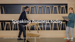 Couverture du livre électronique intitulé Speaking business today: Introducing the new language of business (Parler le langage des affaires aujourd'hui : une introduction au nouveau langage des affaires) de Microsoft.