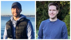 Ikehara-Martin and Parker smile in separate photos that have been joined together for a collage photo.