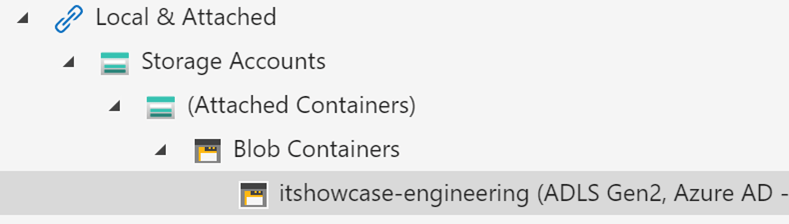 Microsoft Azure Storage Explorer Local and Attached module.