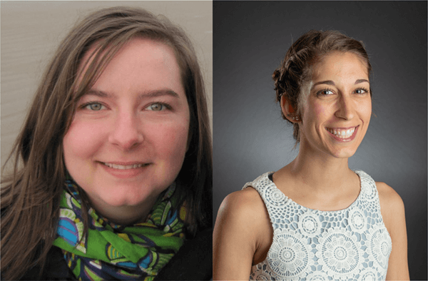 Cafiero and Martinez pose for pictures that have been assembled into a collage.