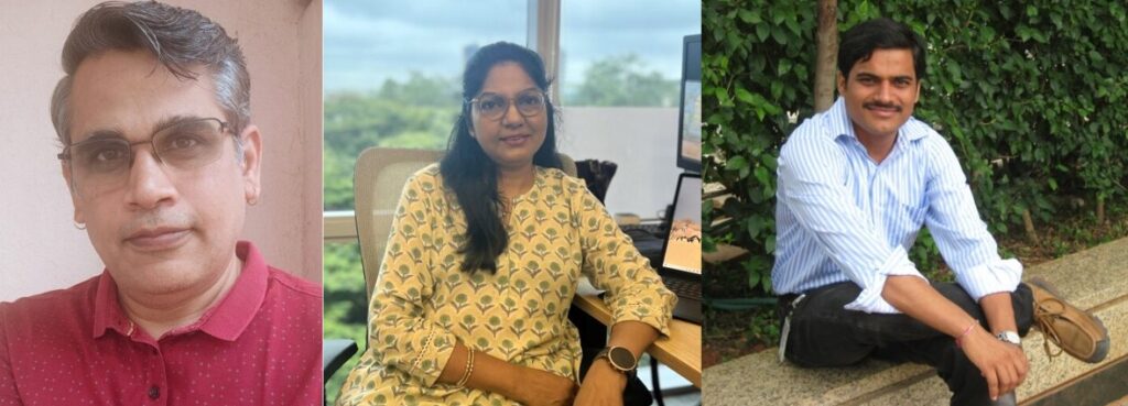 Composite image of Tripathi, Zaparde, and Potharaju.