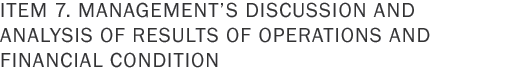 Item 7. Management�s Discussion and Analysis of Results of Operations and Financial Condition
