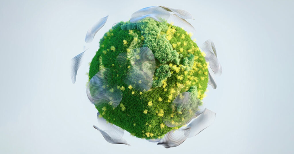 草木の生い茂る球体のイメージ