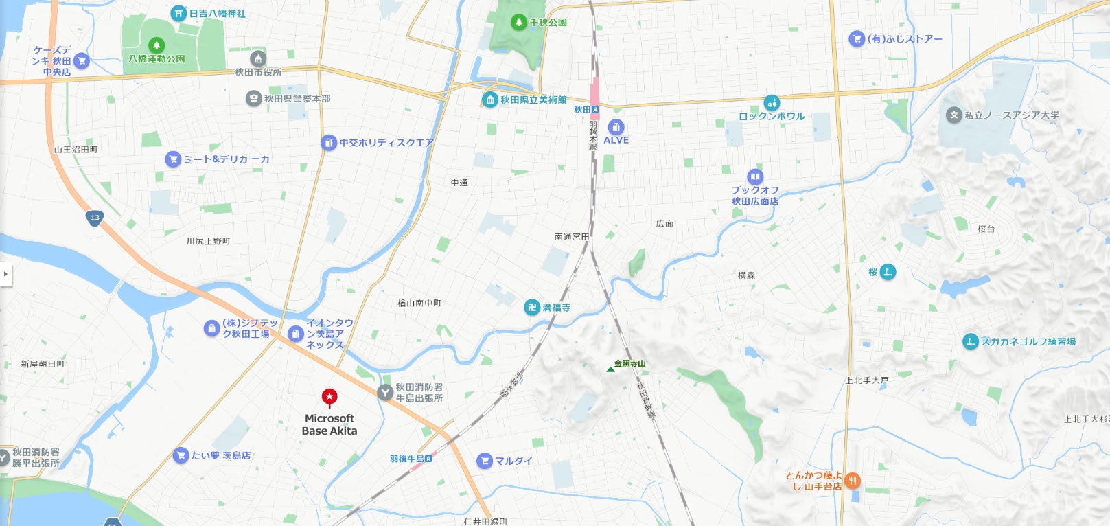 Microsoft Base 秋田 のアクセスマップ