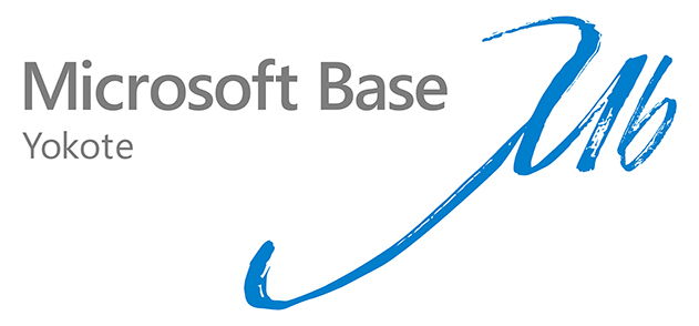 「Microsoft Base Yokote」の文字と、青い筆記体の「Mb」。
