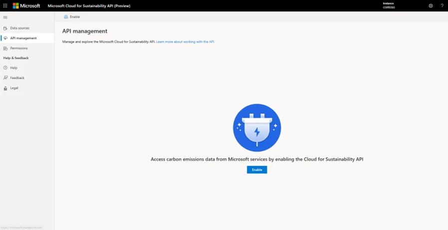 Desktop screen of Enabling the Microsoft Cloud for Sustainability API Preview