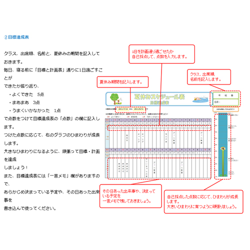 夏休みスケジュール管理表 (目標と計画) 画像スライド-4