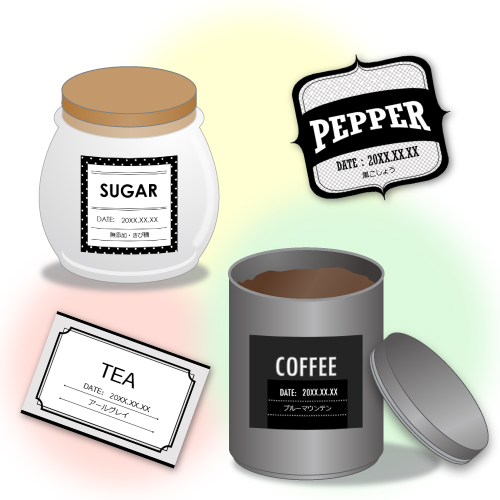 調味料ラベル シール (モノトーン・シンプル) 画像スライド-1