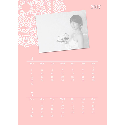 カレンダー (4月始まり・ウエディング・キュート・A4サイズ) 画像スライド-1