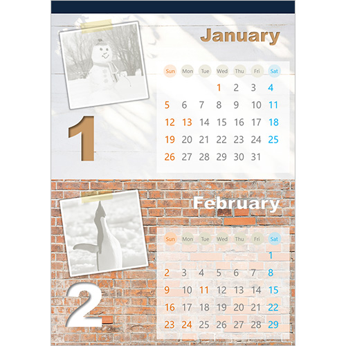 2026 年度カレンダー (ウォール・A4 サイズ) 画像スライド-1