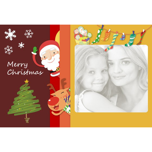 クリスマス カード (サンタとトナカイがやってきた) (タッチ対応) 画像スライド-1