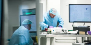 médicos trabalhando com tecnologia